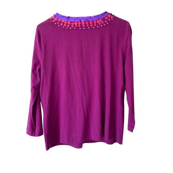 Moschino Cheap And Chic NWTs Purple Sequin Peace Sign Embellishment Top size 14 - Picture 3 of 6